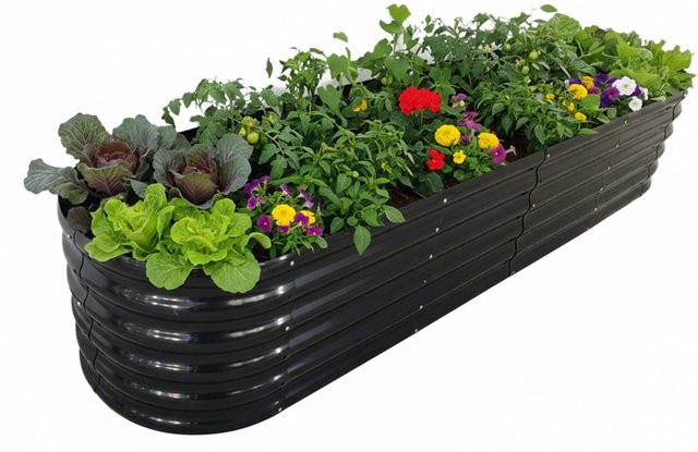 Relaxdays Hochbeet aus Metall in Anthrazit, halbrund, B/T/H: 240 x 45 x 60 cm - Bild 1