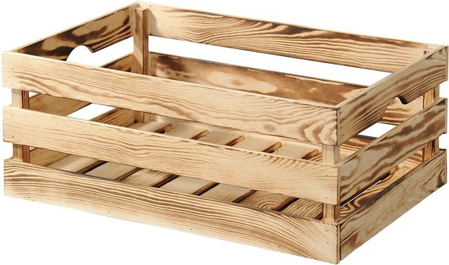 Kesper Holzkiste aus Kiefer Holz in Natur Braun geflammt - Bild 1