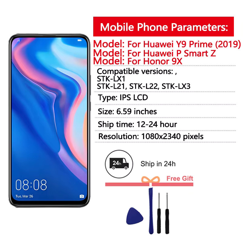 Huawei Y9 Prime 2019 STK-L21/L22/LX3 und Honor 9X STK-LX1 Display Touchscreen Digitizer Ersatz mit 6.59 Zoll - Bild 2