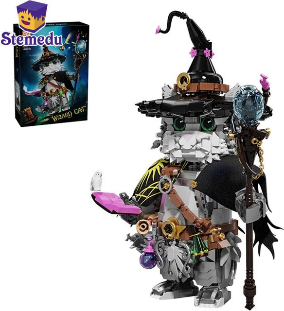 Stemedu Wizard Katze Bausteine Set mit 1458 Teilen, Buntes Fantasy Tier Montage Spielzeug für Kinder - Bild 1