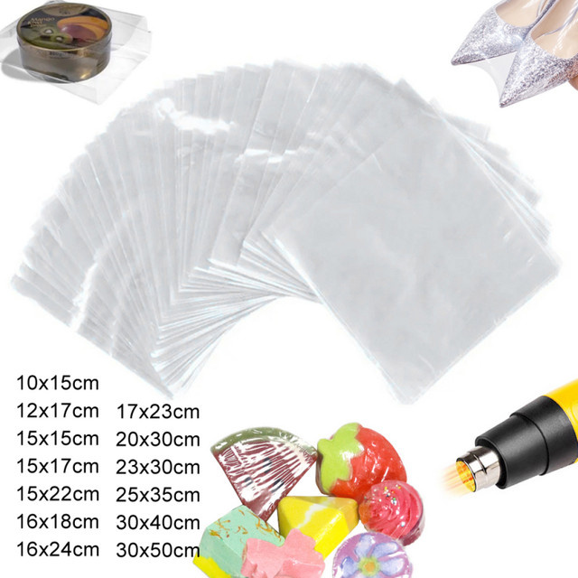 100 Stück transparente POF-Schrumpfbeutel aus Kunststoff für Kosmetik, Seife und Badekerzen - Bild 1
