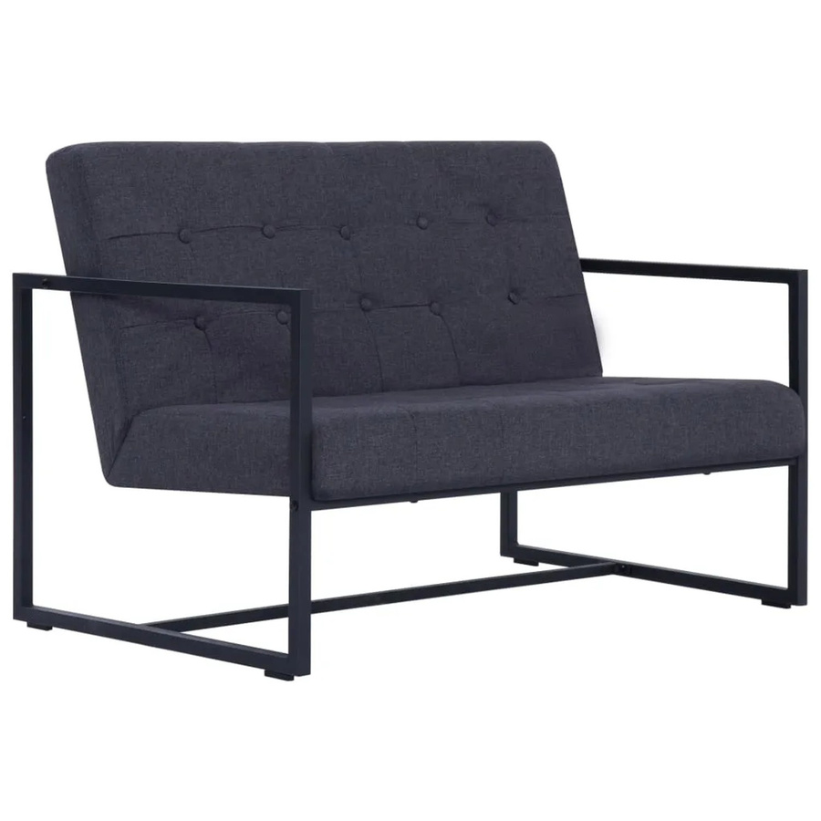vidaXL 2-Sitzer-Sofa mit Armlehnen in Grau, modernes Design mit Stoffbezug und Metallgestell für dein Wohnzimmer - Bild 2