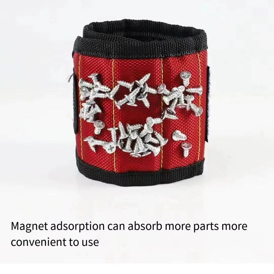 Magnetisches Armband in Schwarz als Handgelenk-Werkzeughalter für Schrauben, Nägel und Bohrer - Bild 3