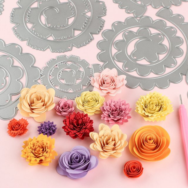 3D Spirale Blume aus Metall für DIY Scrapbooking und Bastelarbeiten, Multicolour, Durchmesser: 115 mm - Bild 1