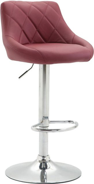 DELUKE Barhocker FALON Barstuhl aus Kunstleder in Bordeauxrot mit Silber, drehbar mit Lehne, B/T/H: 46 x 49 x 83 cm - Bild 1