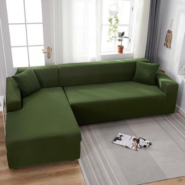 Wassertreuer elastischer Ecksofabezug von WTEMPO für L-förmige Sofas in Armee Grün - Bild 1