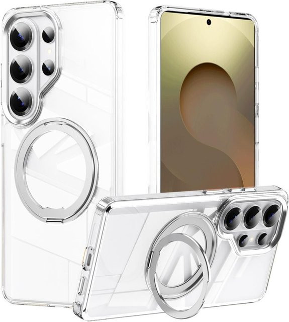 MagSafe kompatible Schutzhülle mit drehbarem Magnetring für Samsung Galaxy S26 Ultra, S25, S24, S23 und S23 Plus in Weiß - Bild 1