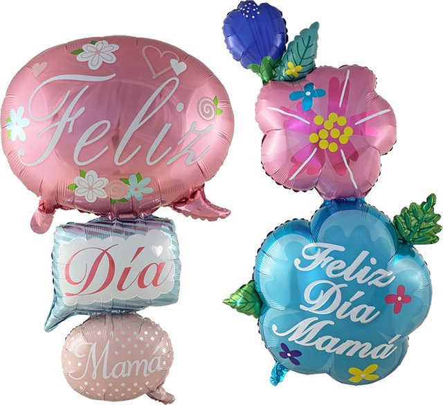 EACH PARTY Folienballon Feliz Dia Mama mit floralem Design zur Muttertagsdekoration - Bild 1