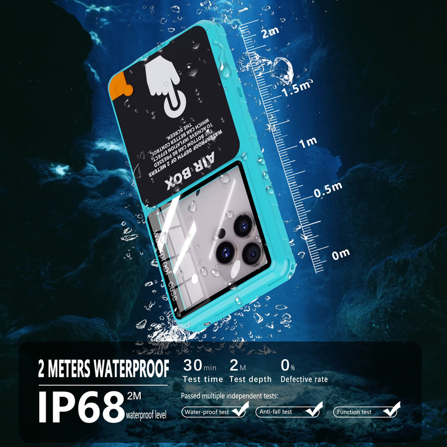 Wasserdichte Handyhülle mit IP68 Schutz für Smartphones unter 7 Zoll in Weiß für Outdoor-Sport und Unterwasseraufnahmen - Bild 2