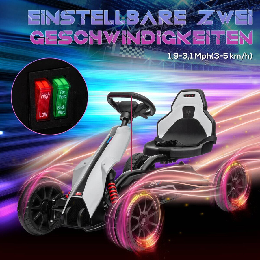 HOMCOM Elektro Gokart Kinderfahrzeug Weiß 3-8 Jahre - Bild 6