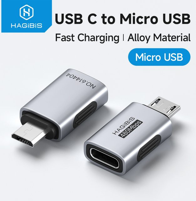 Hagibis USB-C auf Micro-USB Adapter in Grau für Android-Smartphones, Lüfter und Powerbanks - Bild 1