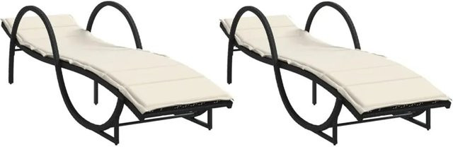 vidaXL Sonnenliegen Set aus 2 Stück in Schwarz aus Poly Rattan mit wetterfesten Auflagen und verstellbarer Kopfstütze, B/T/H: 60 x 199 x 42 cm - Bild 1