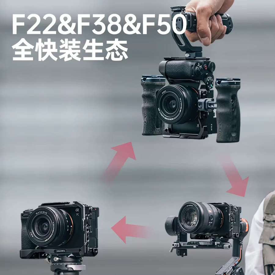 Falcam Schnellwechsel-Unterbodenplatte L-Halterung in Schwarz für Sony A7CII und A7C2 Kamerakäfig mit F22, F38 und F50 System - Bild 2