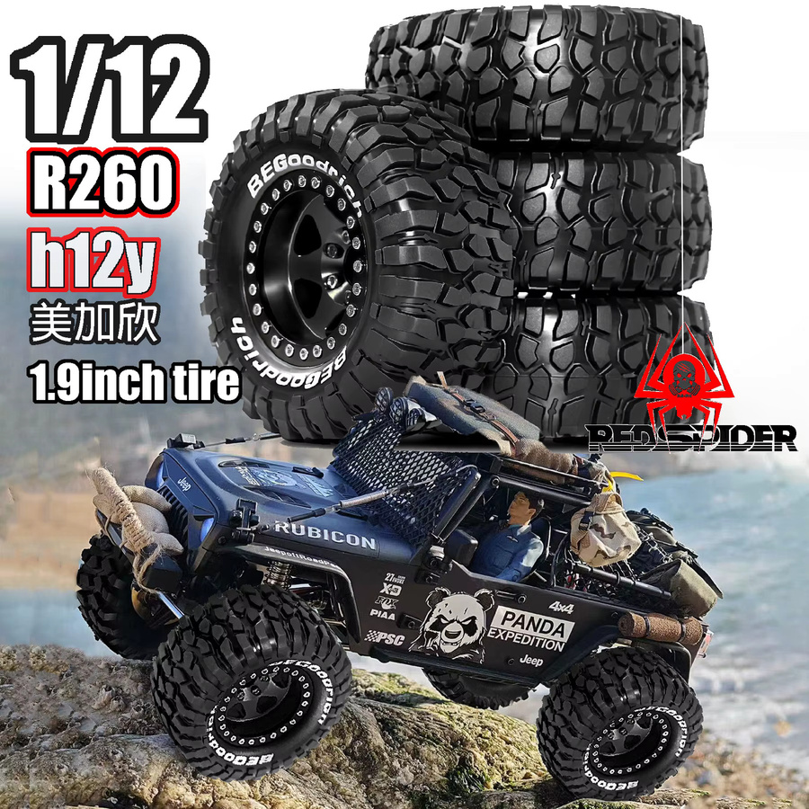 RS Rock Crawler Reifen und Felgen, 4-teiliges Set, 1:12, Schwarz - Bild 4