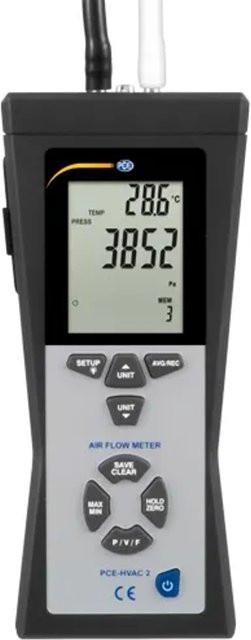 PCE Instruments Staurohr Anemometer PCE-HVAC 2 Druck und Strömungsmesser in Schwarz - Bild 2