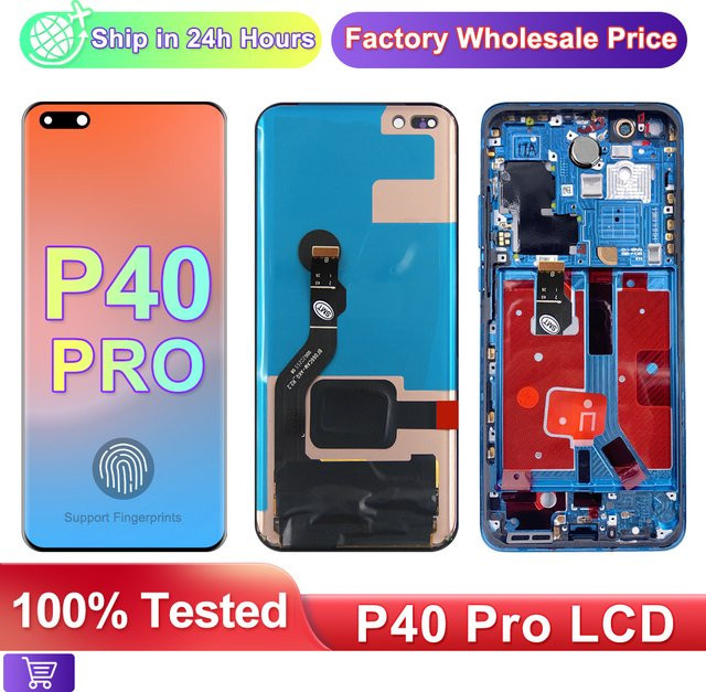 Huawei P40 Pro LCD-Display Ersatz mit Rahmen und Fingerabdruck-Funktion, 6,58 Zoll, Schwarz - Bild 1