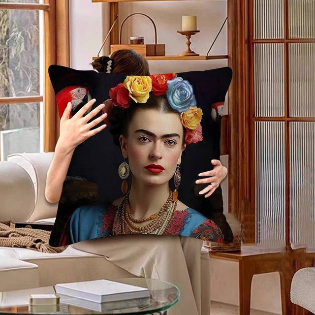 F-Frida K-Kahloes Kunst Kissenbezug für dein Sofa und Wohnzimmer, personalisierbar, B/H: 40 x 40 cm - Bild 1