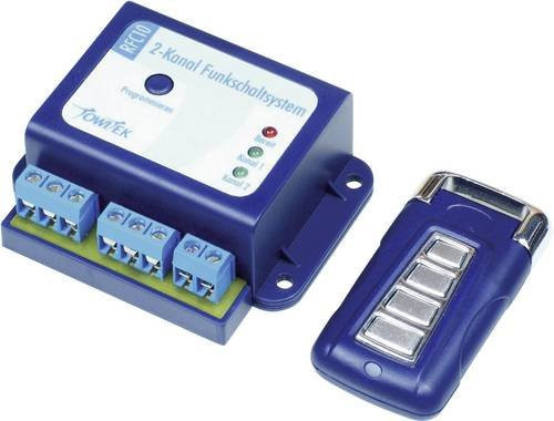 TowiTek Funkschaltsystem in Blau inklusive Handsender mit 50m Reichweite und 12 V/DC - Bild 1