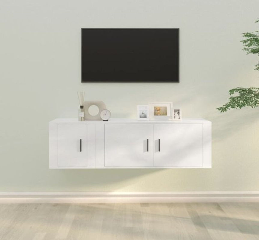Vidaxl 2-teiliges TV-Schrank-Set in Weiß aus Holzwerkstoff im klassischen und minimalistischen Design - Bild 1