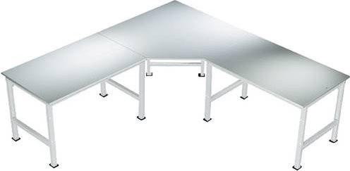 Manuflex AU0035.7035 Universal Fünfeck-Verkettungselement mit Multiplex-Platte für Tischtiefe 600 mm in Lichtgrau (RAL 7035) - Bild 1