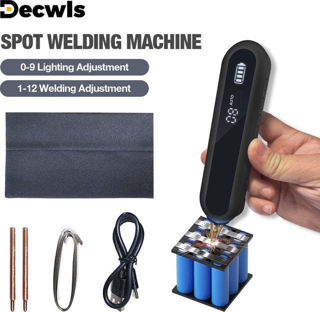 DECWLS Zwei-in-Eins-Akku-Punktschweißgerät mit LED-Beleuchtung und Doppelpulsschweißen für Nickel- und Eisenplatten - Bild 1