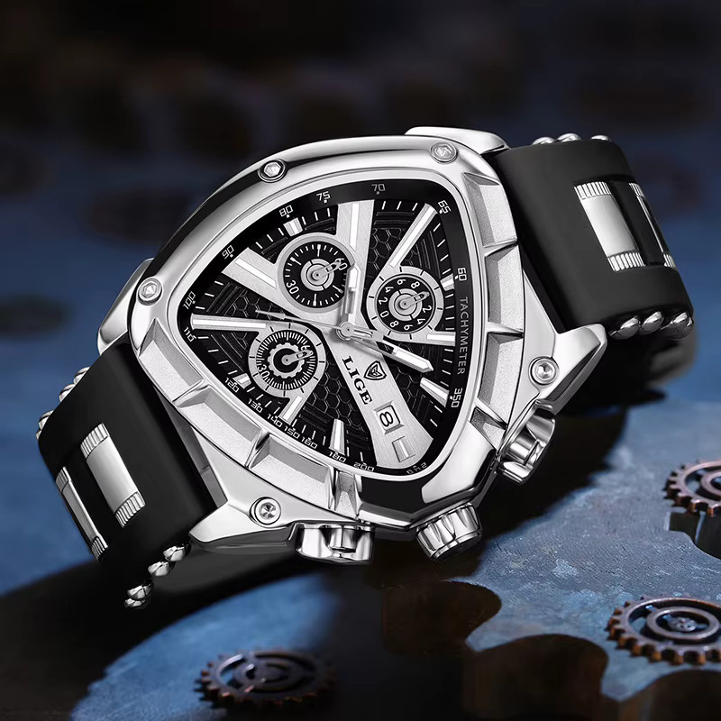 Lige Armbanduhr Chronograph, Quarz, Silikon, Blau, Herren - Bild 4