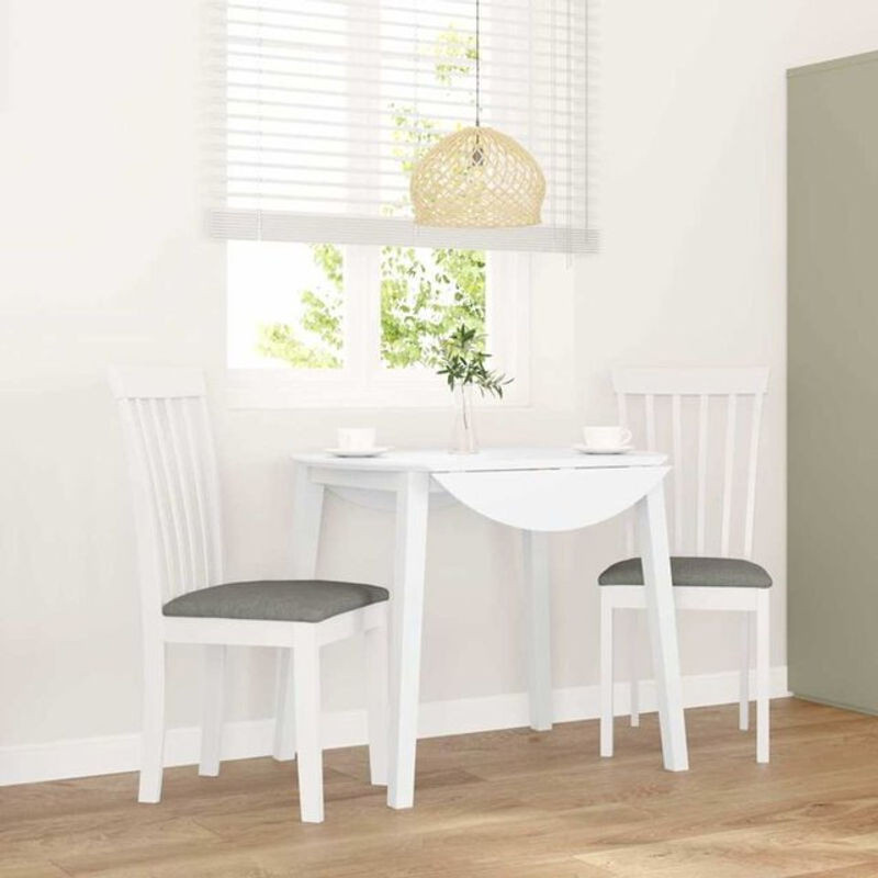 Vidaxl Esszimmerstühle Set aus 2 Stück mit Polsterkissen in Weiß aus Massivholz und Stoff - Bild 1