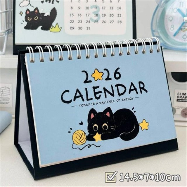 Binchi Outdoor Product Schreibtischkalender Kohleball Kätzchen mit blauen Katzen-Illustrationen in Blau - Bild 1