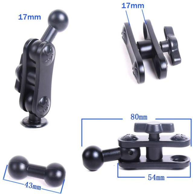 Verlängerungsadapter mit 17mm Legierung Ball Mount und Rotationsstange für Auto-Lüftungsschlitz oder Armaturenbrett, Schwarz - Bild 1