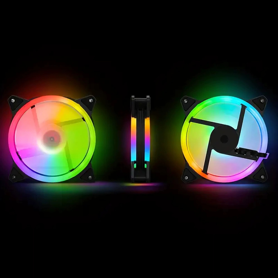 AuyiHomu 7-teiliges RGB Gehäuselüfter Set mit 6-Pin Lüfter-Hub und Fernbedienung, 12cm Multicolor Gehäuselüfter mit Vorwärtsstrom-Technik - Bild 4