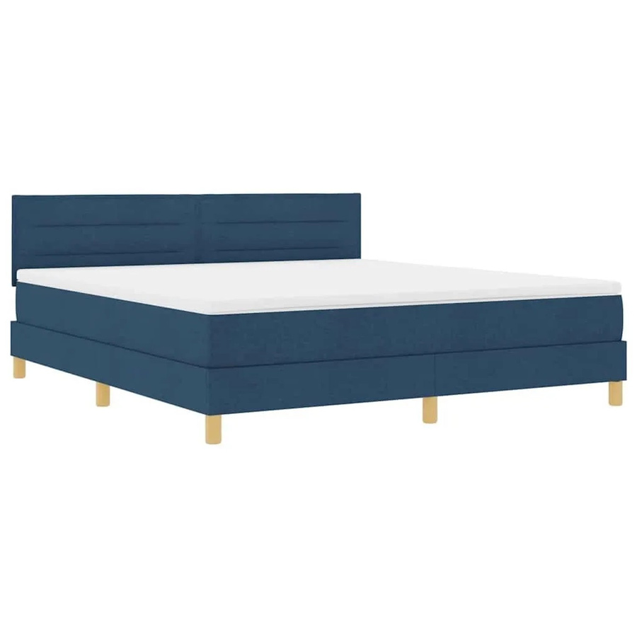 vidaXL LED Boxspringbett mit Matratze in Blau, Hybridmatratze mit USB-Anschluss und LED-Unterbettbeleuchtung, B/T: 180 x 200 cm - Bild 2