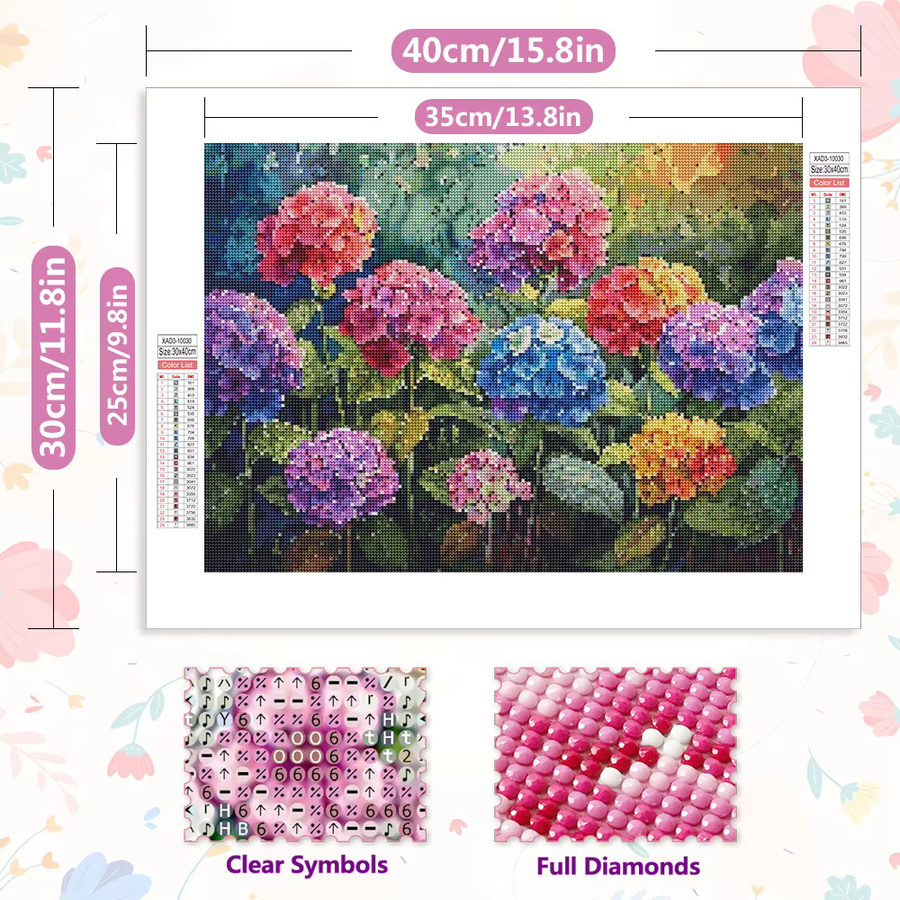 EverShine 5D Diamant Malerei Hortensie DIY Mosaik Bild mit runden Bohrern, Multicolour, B/H: 30,0 x 20,0 cm - Bild 2
