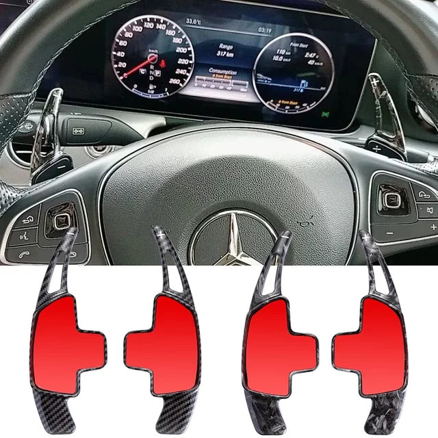 ABS Carbon Faser Schaltwippen für Mercedes Benz A B C E GLE Klasse W176 W205 W246 C117 W218 in Schwarz - Bild 1