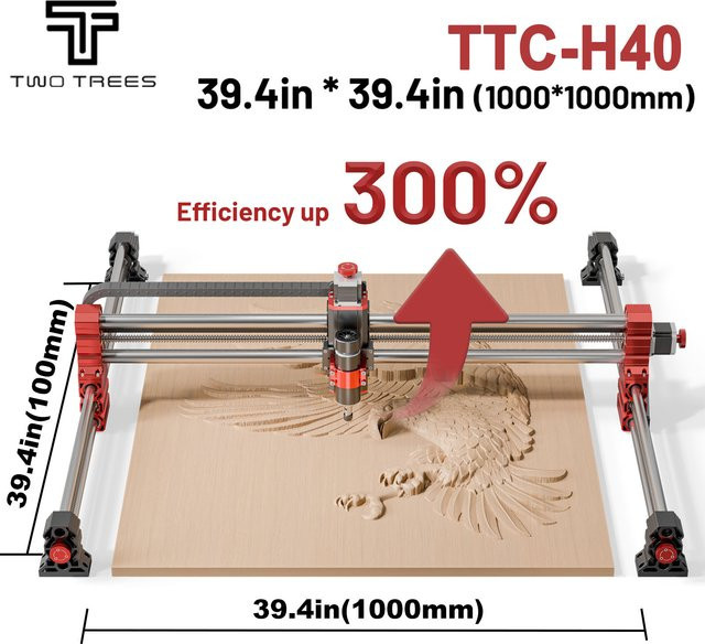 Twotrees TTC-H40 CNC-Fräsmaschine mit großem Arbeitsbereich und 3,5 Zoll intelligentem Touchscreen für Anfänger - Bild 1