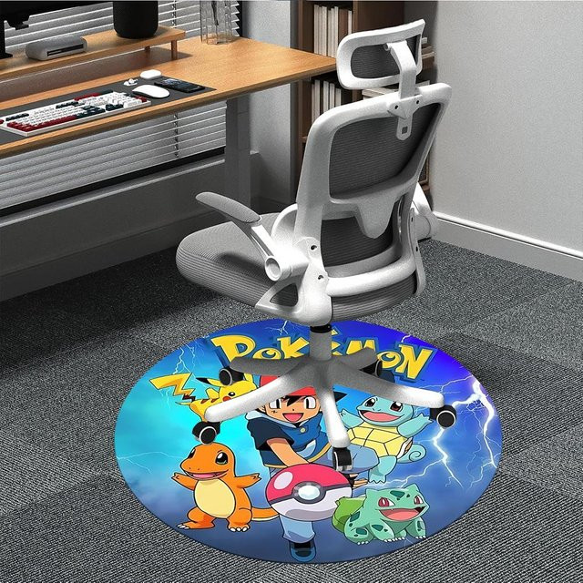 Runder Pokemon Charaktere Teppich von YangJOJO in Grau und Multicolour, Durchmesser: 80 cm - Bild 1