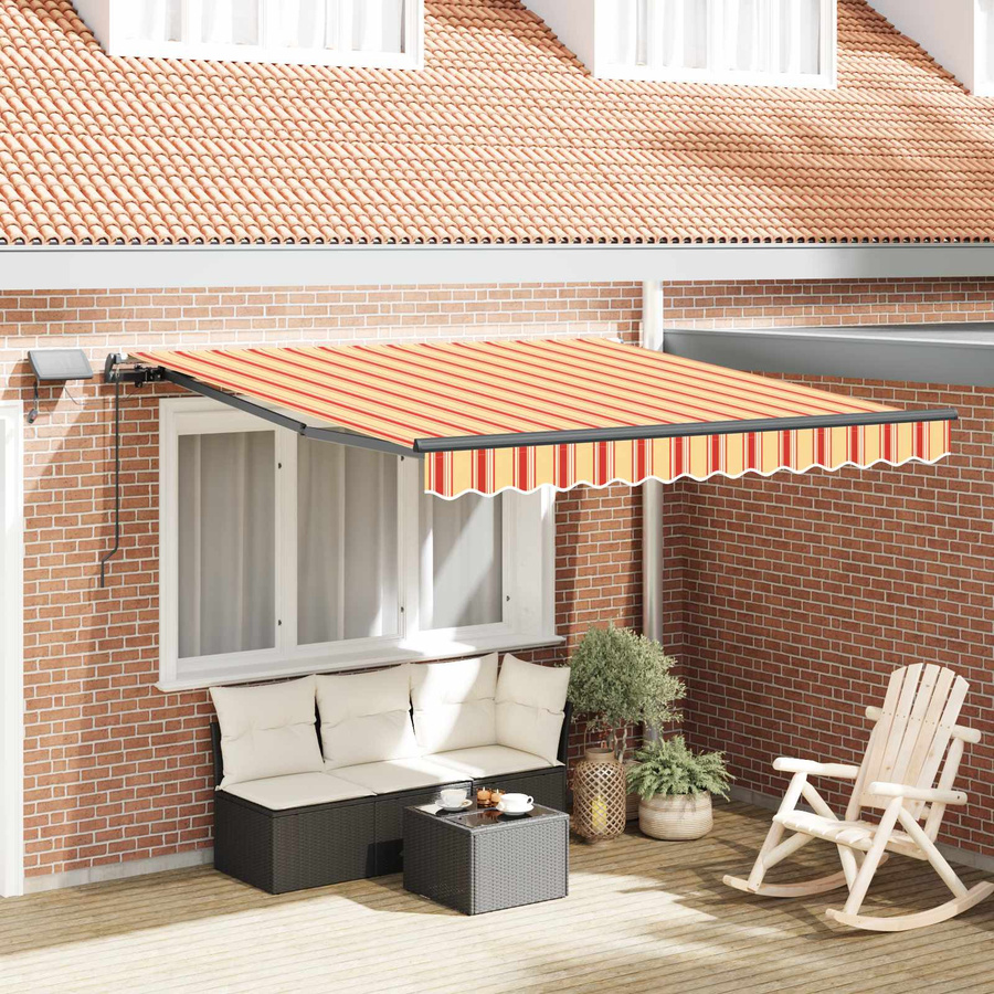 vidaXL Einziehbare Markise aus Polyester und Aluminium, Gelb und Orange, B: 300 cm, T: 250 cm - Bild 4