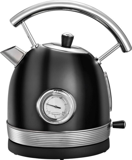 Insido Wasserkocher Retro aus Edelstahl in Schwarz mit Auto-Shutoff - Bild 1