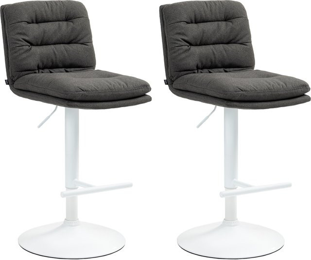 2er Set Barhocker Damar von CLP in Grau mit Stoffbezug, höhenverstellbare und drehbare Barstühle mit Rückenlehne und Fußstütze - Bild 1