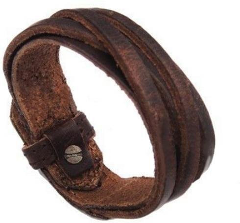 SILVERHOO Armband, geflochtenes Kunstleder, braun, Vintage, Unisex - Bild 1