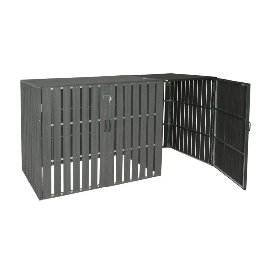 WPC-Mülltonnenverkleidung Erweiterung MCW-J28 Mülltonnenbox in Holzoptik Anthrazit B/H/T: 115 x 76 x 66 cm - Bild 2