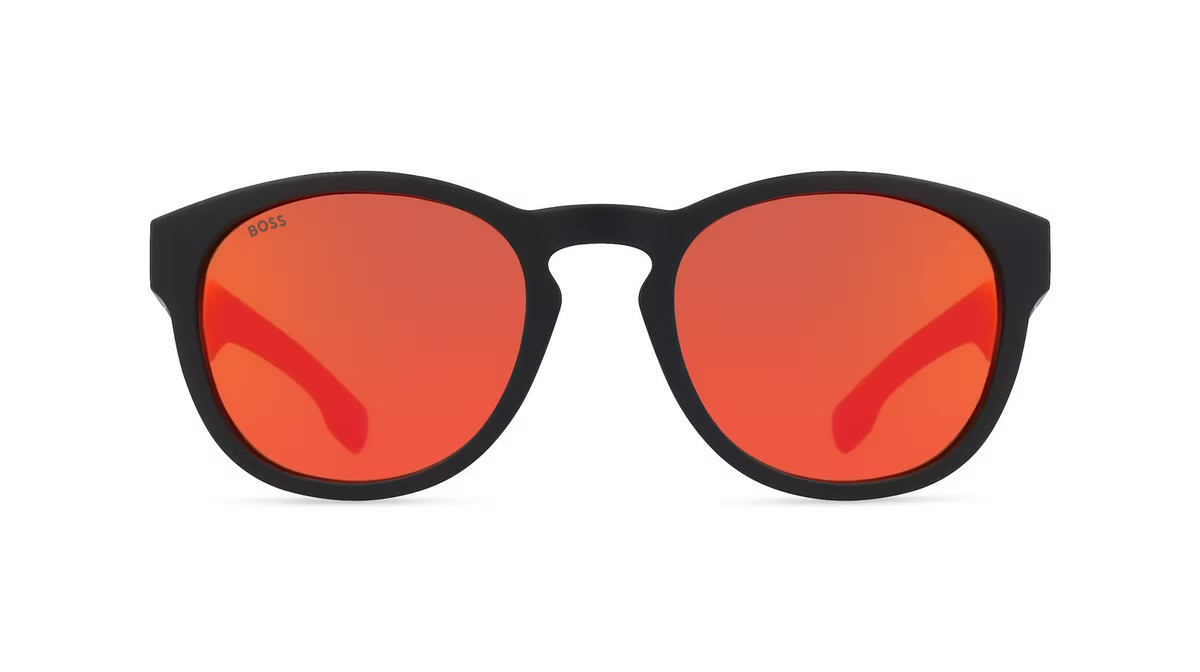 Hugo Boss 1452/S Sonnenbrille Panto, Vollrand, Kunststoff, Herren, schwarz, rot - Bild 1