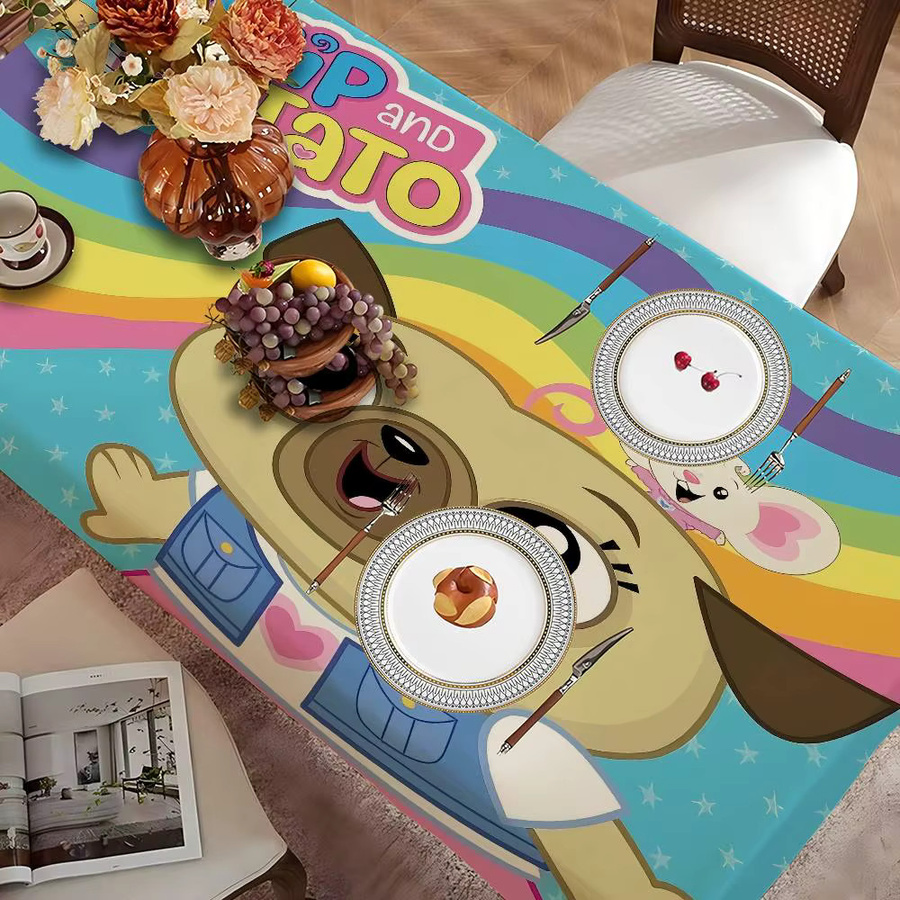 Rechteckige Polyester-Tischdecke mit C-Chip- und P-Kartoffel-Motiv in Mehrfarbig - Bild 3