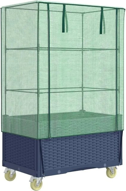 vidaXL Hochbeet mit Aufsatz und Rollen in Rattan-Optik, B/T/H: 80 x 50 x 182 cm - Bild 1