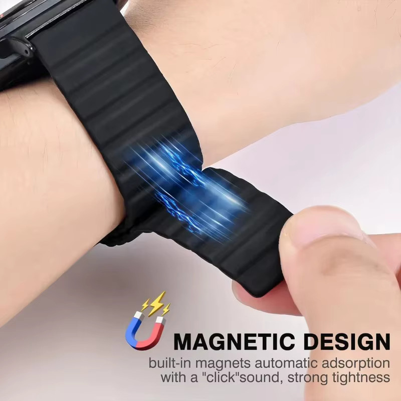 CAOWTAN Uhrenarmband Silikon, Magnetisch, Schwarz, Unisex - Bild 2