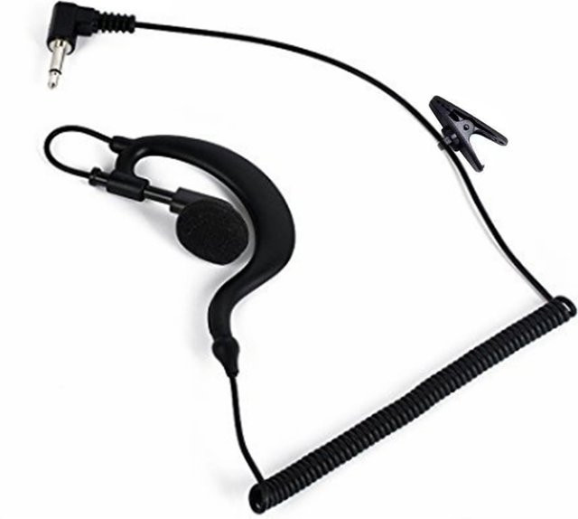 Einzelohr-Headset für Walkie Talkie mit Spiralkabel und Clip, In-Ear Ohrhörer in Schwarz, 2,5 mm oder 3,5 mm Klinkenanschluss - Bild 1