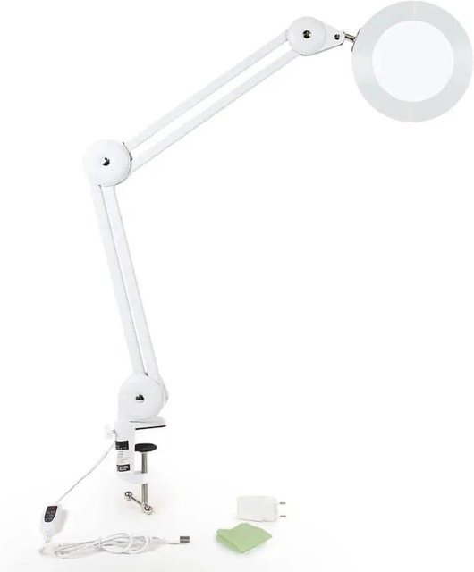 addhome LED Lupenleuchte mit Tischklemme in Weiß, 5-fache Vergrößerung, dimmbar und verstellbar, 3000-6500K - Bild 1