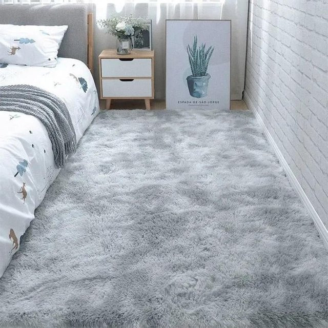 WTEMPO Plüschteppich für Wohnzimmer und Schlafzimmer, hellgrau, B/T: 60 x 160 cm - Bild 1