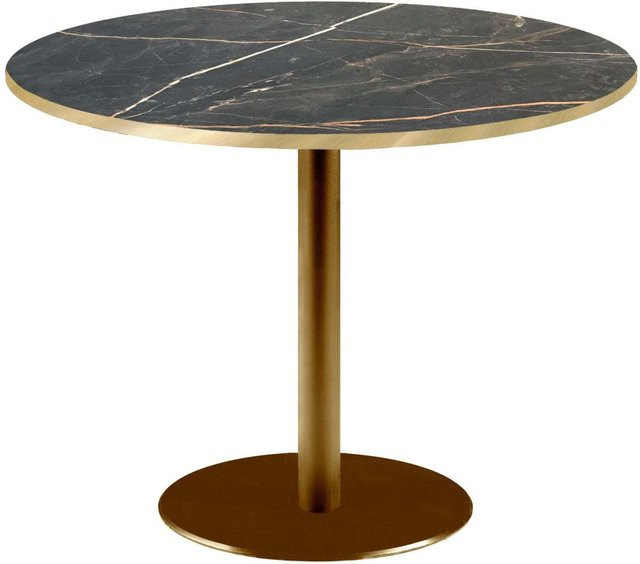 RestooTab Tisch Rome XL rund mit schwarzer Platte und goldmetallic Gestell, H: 75 cm, Ø: 120 cm - Bild 1
