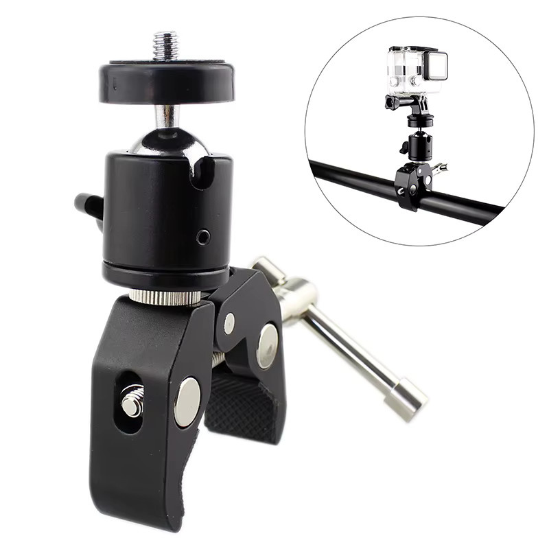 SAFENH CNC Metall Super Clamp mit 360 Grad Kugelkopf und Schnellwechselhalterung für DSLR Kamera und Stativ, Schwarz - Bild 3