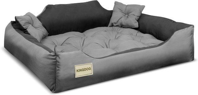 Kingdog Hundebett aus Mikrofaser in Grau, rechteckiges Design - Bild 1